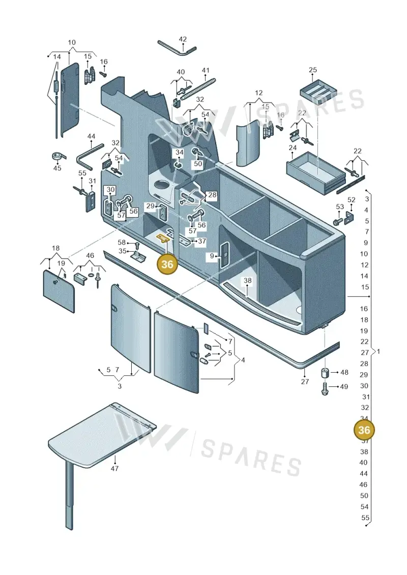 7H7068422 — Volkswagen California (2015-2019) diagram 613068000, position 36