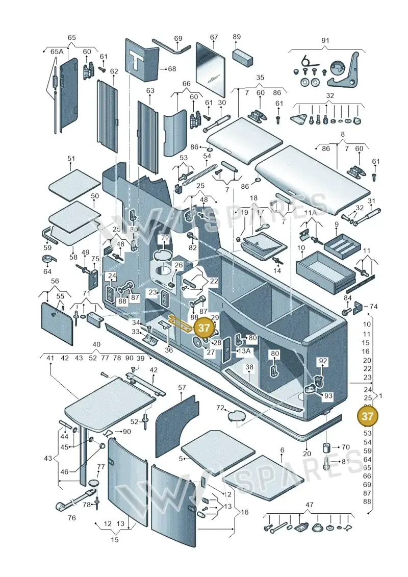 7H7068423 — Volkswagen California Camper (2011-2015) diagram 452068000, position 37