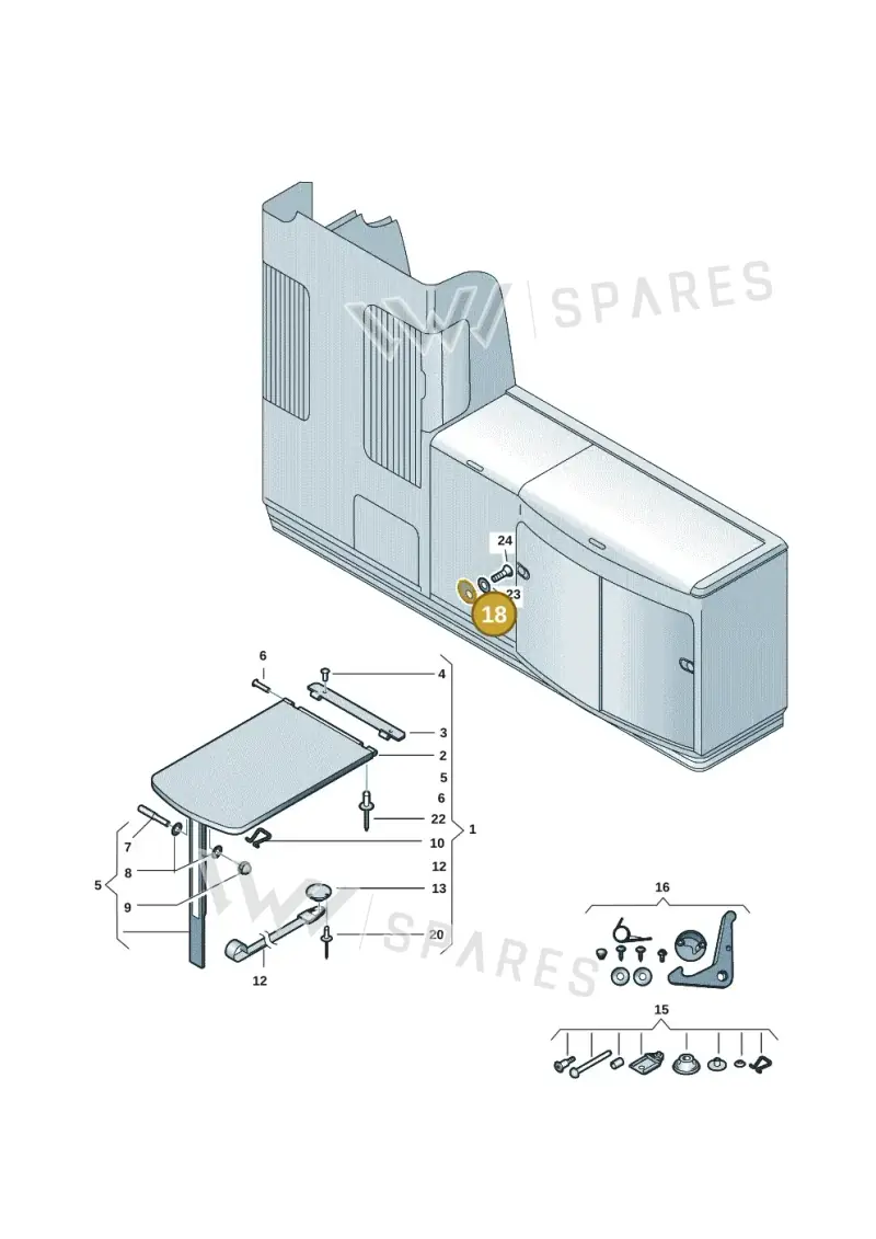 7H7068504A — Volkswagen Caravelle (2019-2024) diagram 613068000, position 18