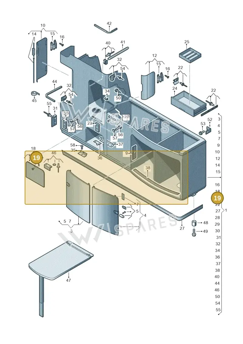 7H7068730 — Volkswagen California (2015-2019) diagram 613068000, position 19