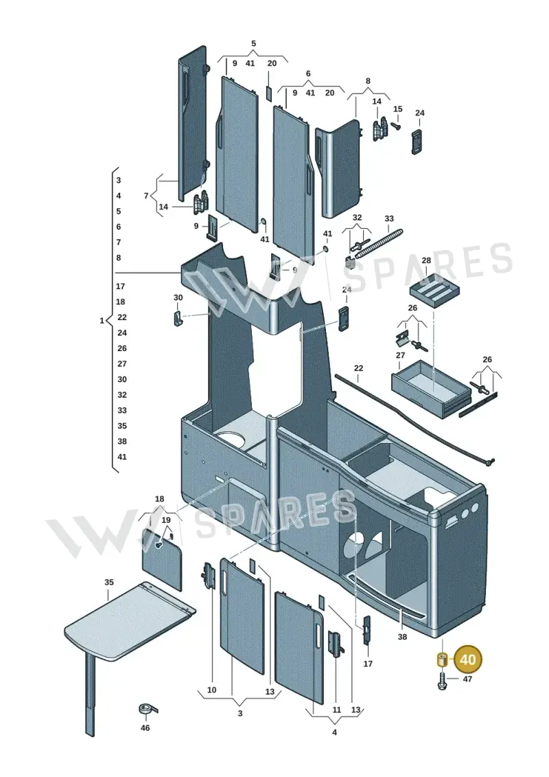 7H7070739B — Volkswagen Caravelle (2019-2024) diagram 7ep068000, position 40