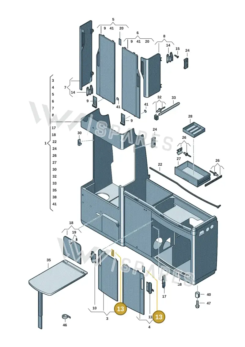 7H7098390B — Volkswagen Caravelle (2019-2024) diagram 7ep068000, position 13+20