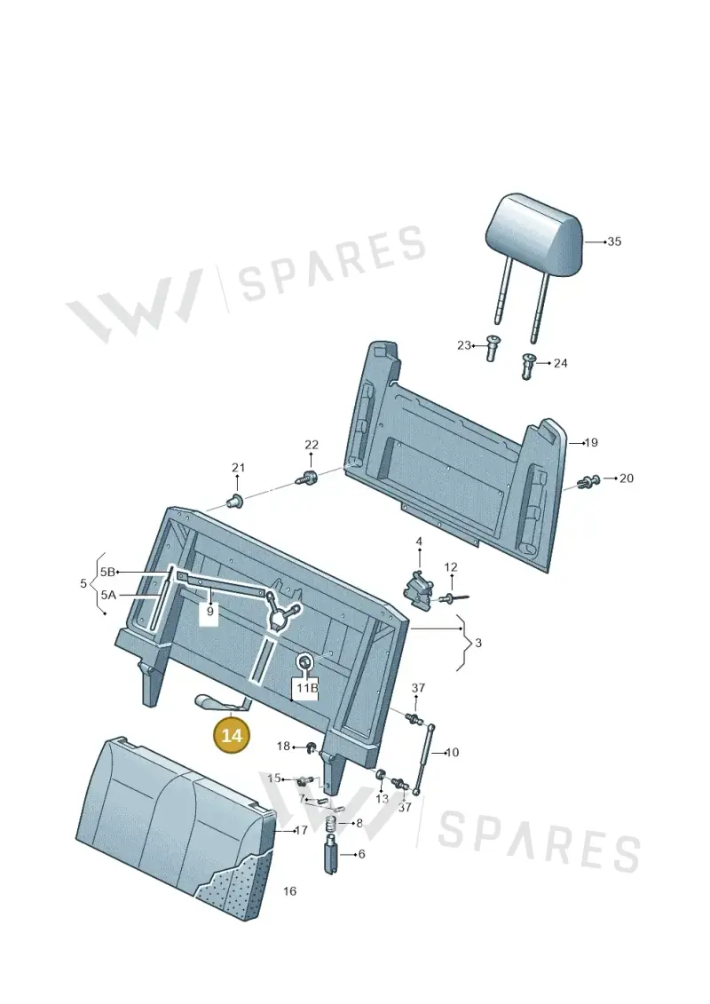 7H7098393A — Volkswagen Caravelle (2015-2019) diagram 861883080, position 14