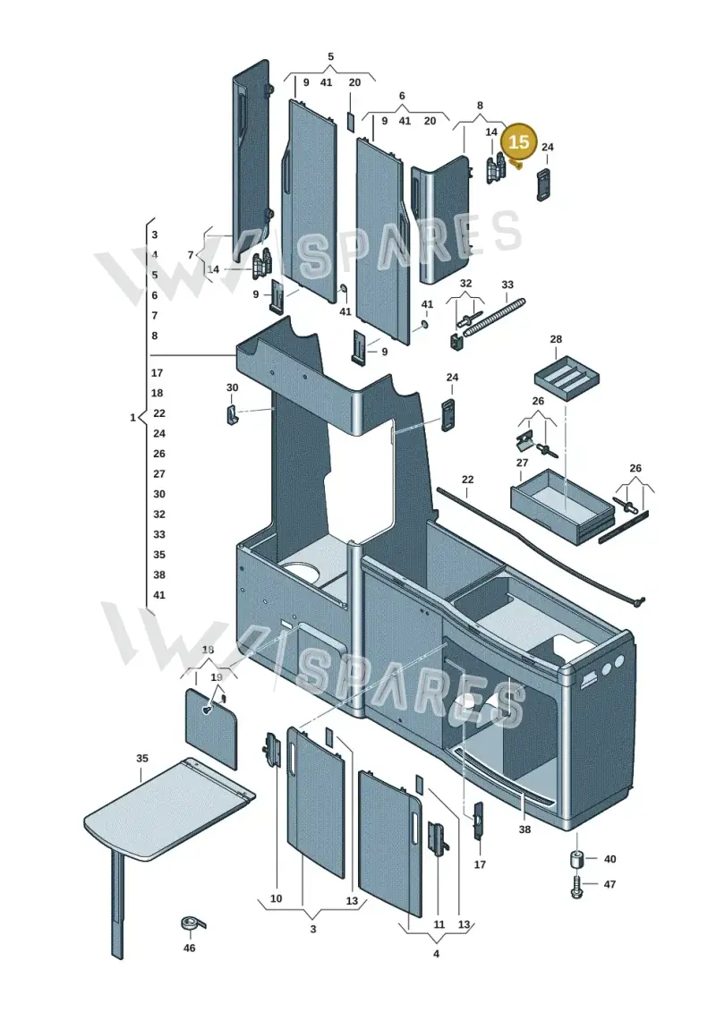 7H7098727A — Volkswagen Caravelle (2019-2024) diagram 7ep068000, position 15