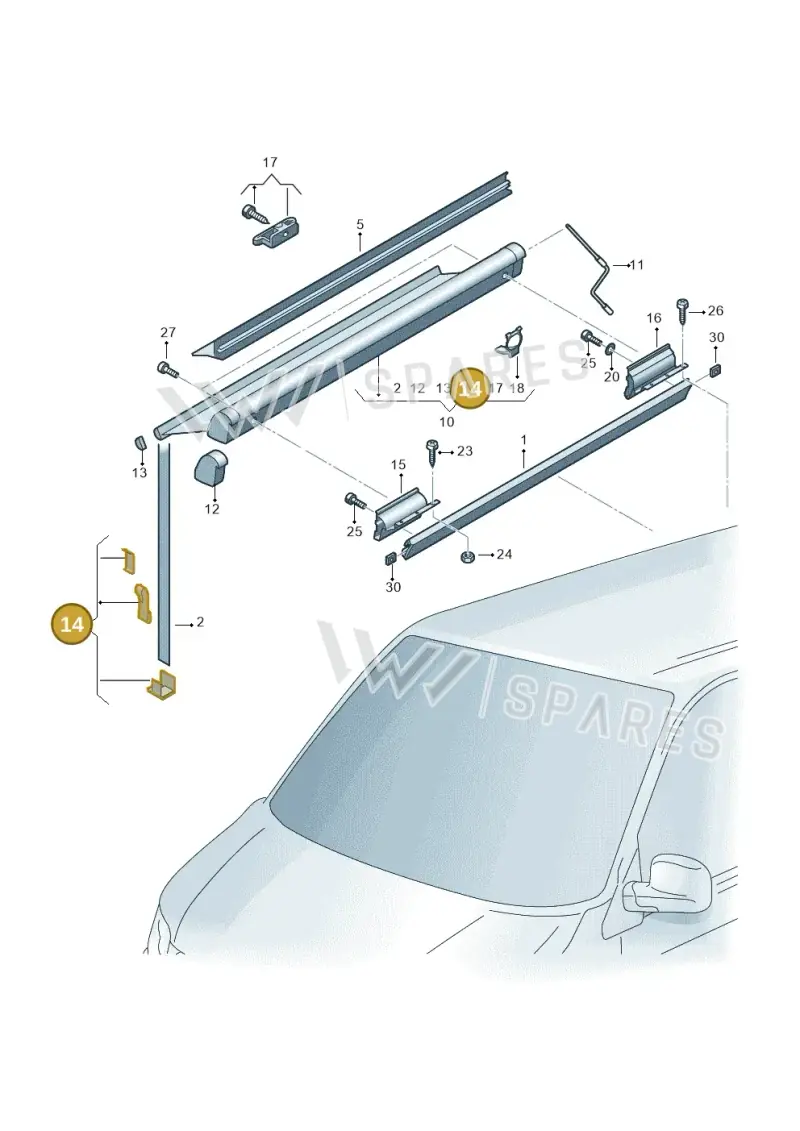 7H7098850A — Volkswagen Caravelle (2019-2024) diagram 452067200, position 14