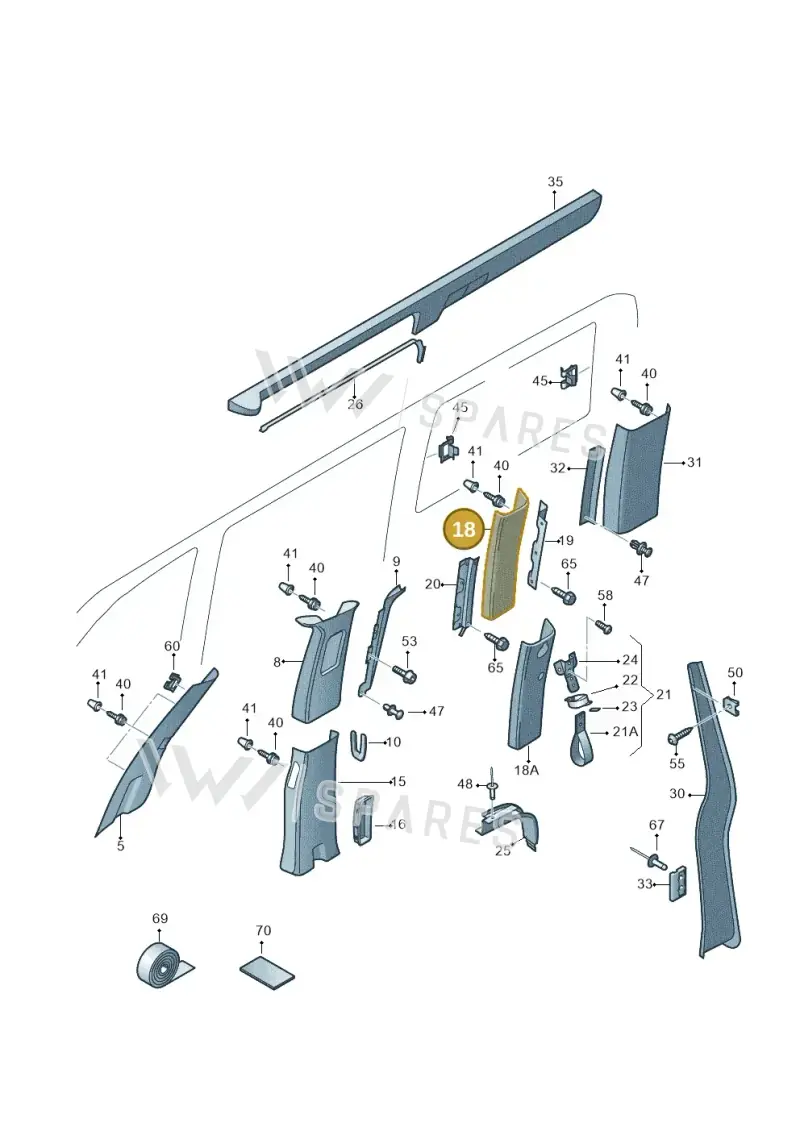 7H7867288E — Volkswagen Caravelle (2015-2019) diagram 731867770, position 18