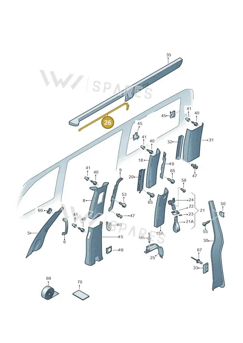 7H7868634A — Volkswagen Caravelle (2019-2024) diagram 871867700, position 26