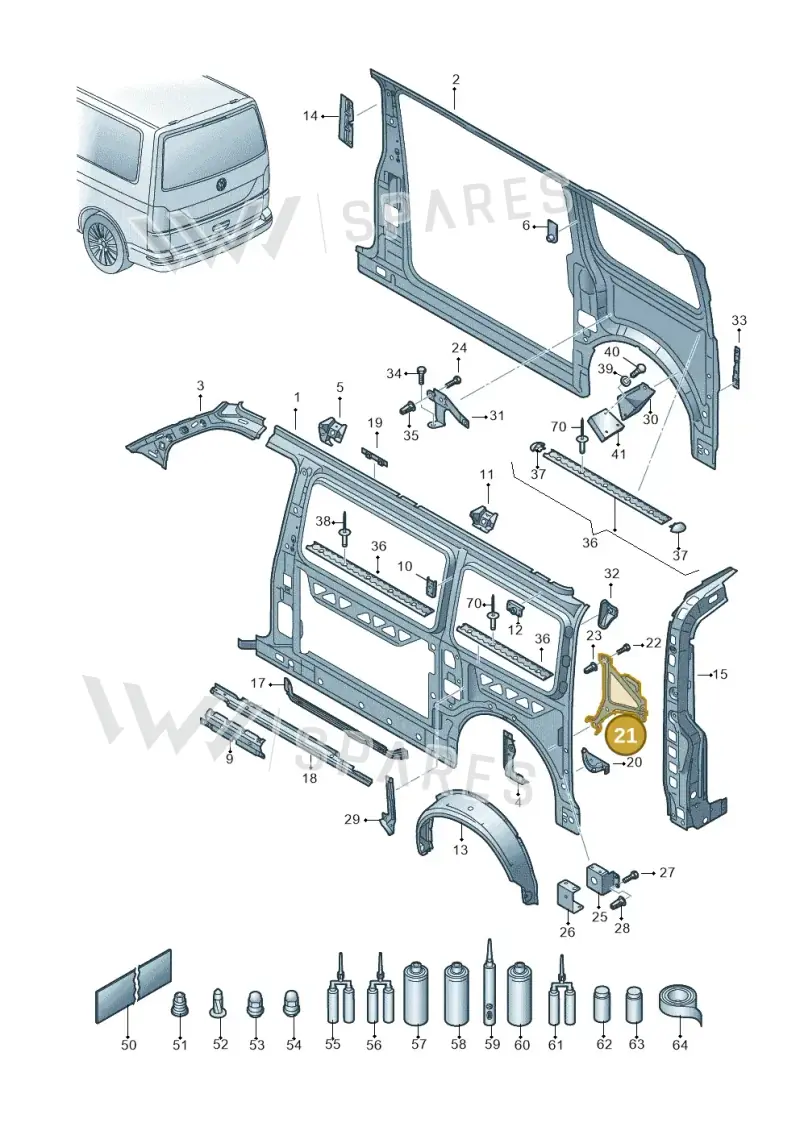 7H9809761 — Volkswagen Caravelle (2019-2024) diagram 861809000, position 21