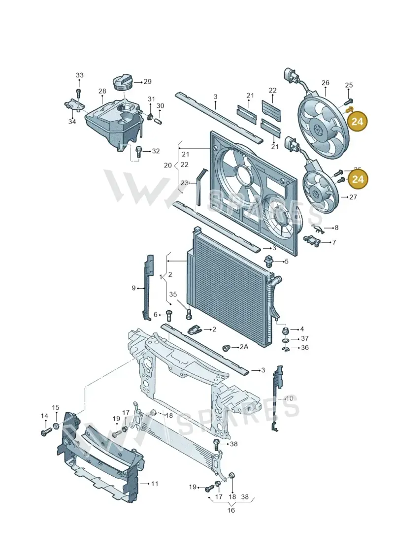 7L0121953A — Volkswagen Touareg                08> (2007-) diagram 616121700, position 24