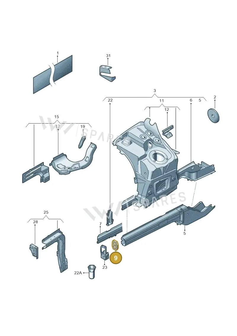 7L0803409 — Volkswagen Touareg (2012-2014) diagram 693803100, position 9