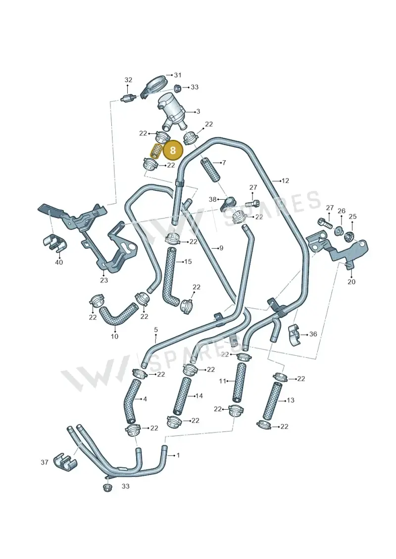7L0815373 — Volkswagen Touareg (2012-2014) diagram 693819150, position 8