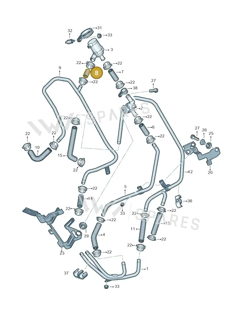 7L0815373 — Volkswagen Touareg (2012-2014) diagram 693819220, position 8