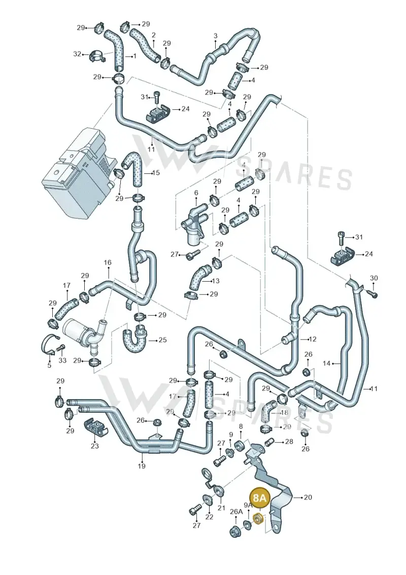 7L0819261A — Volkswagen Touareg                08> (2007-) diagram 478819360, position 8A