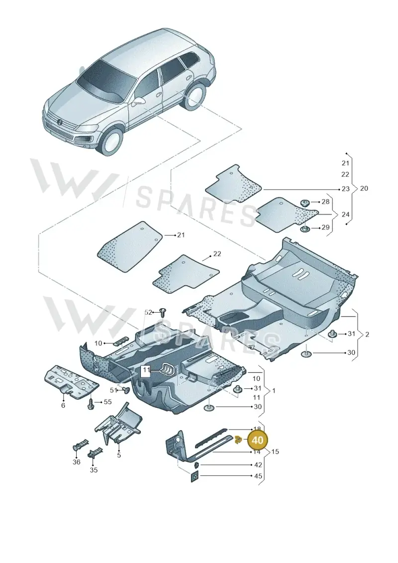 7L0867208A — Volkswagen Touareg BlueMotion (2014-2018) diagram 693863000, position 40