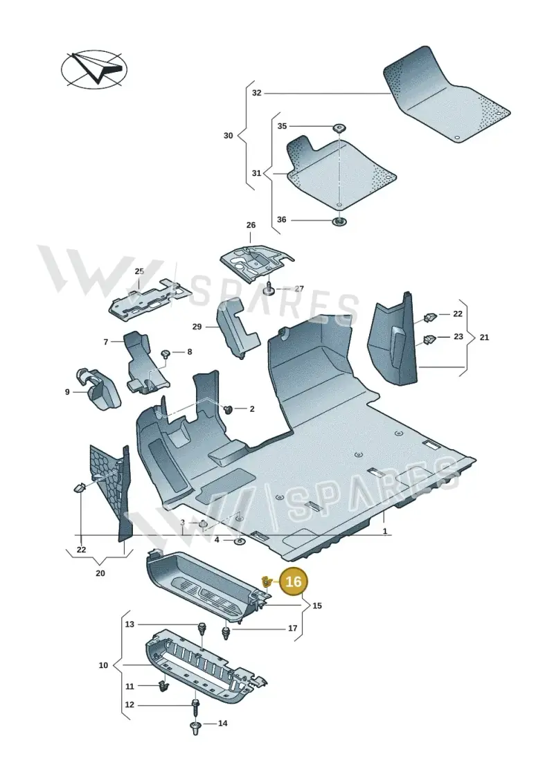7L0867208A — Volkswagen Multivan (2021-) diagram 7t0863000, position 16