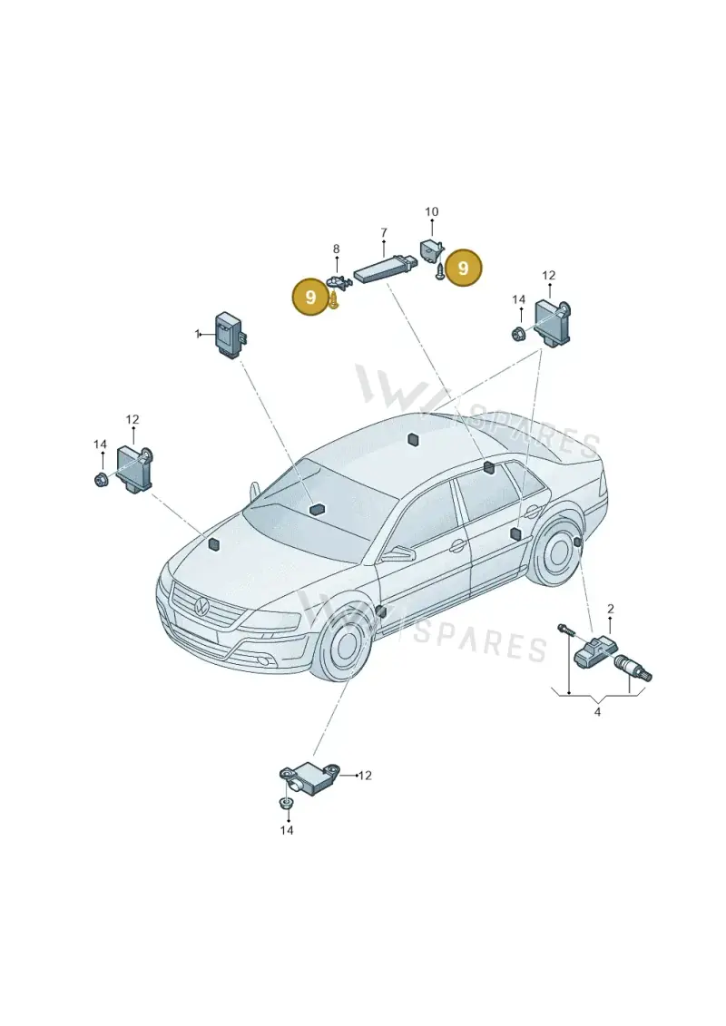 7L0907323B — Volkswagen Phaeton 4motion (2010-2016) diagram 631907100, position 9