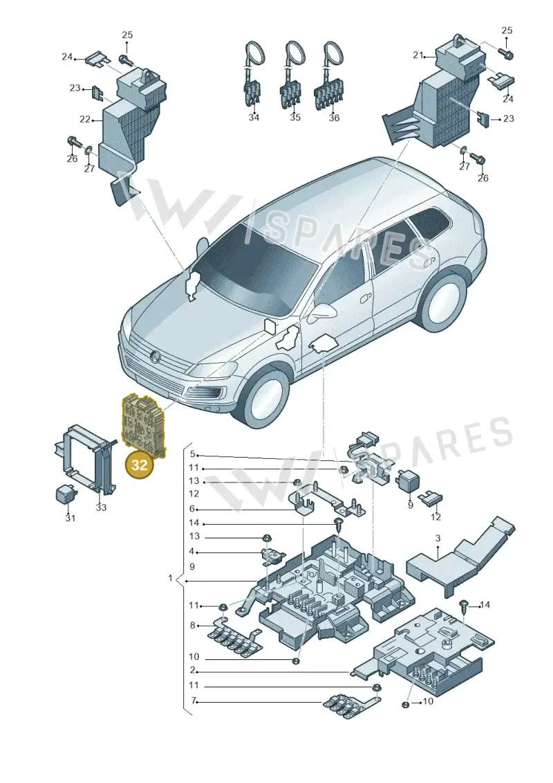 7L0937503A — Volkswagen Touareg BlueMotion (2014-2018) diagram 748937200, position 32