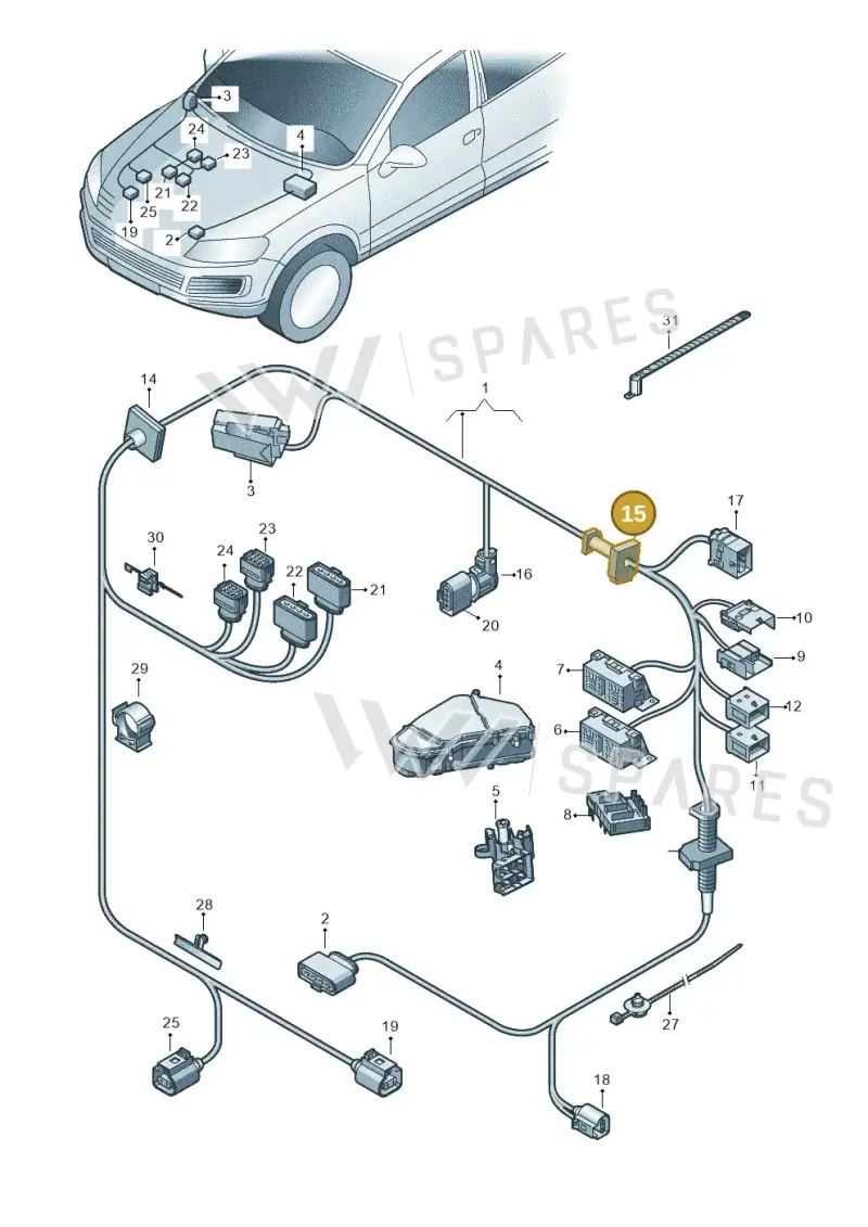 7L0941389D — Volkswagen Touareg BlueMotion (2014-2018) diagram 693971200, position 15