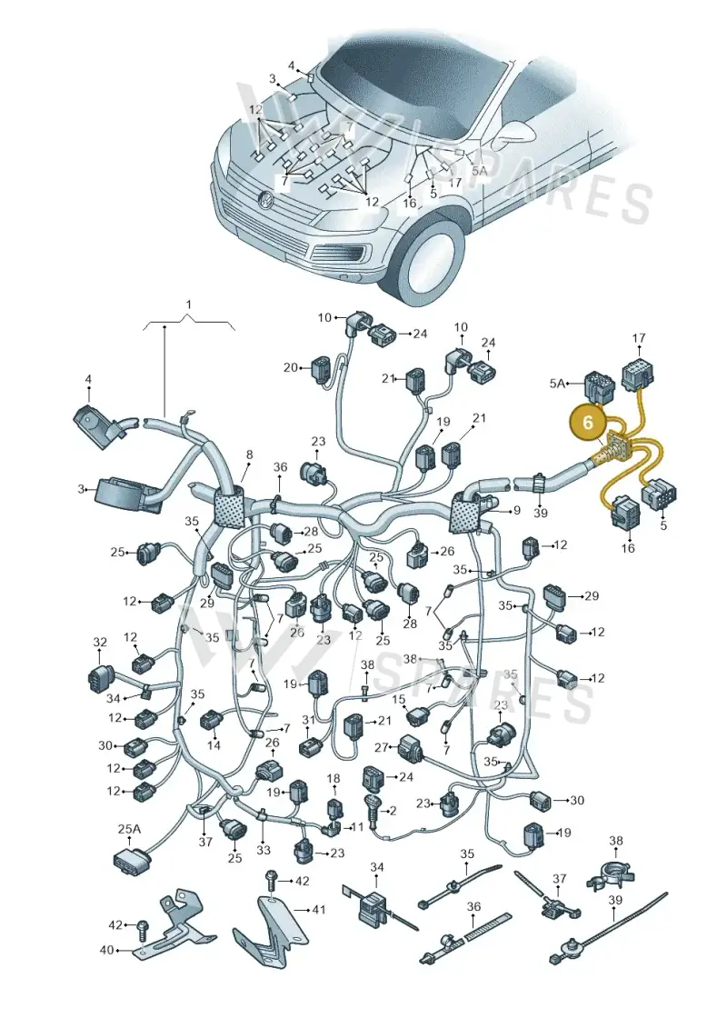 7L0941389D — Volkswagen Touareg BlueMotion (2014-2018) diagram 693971080, position 6