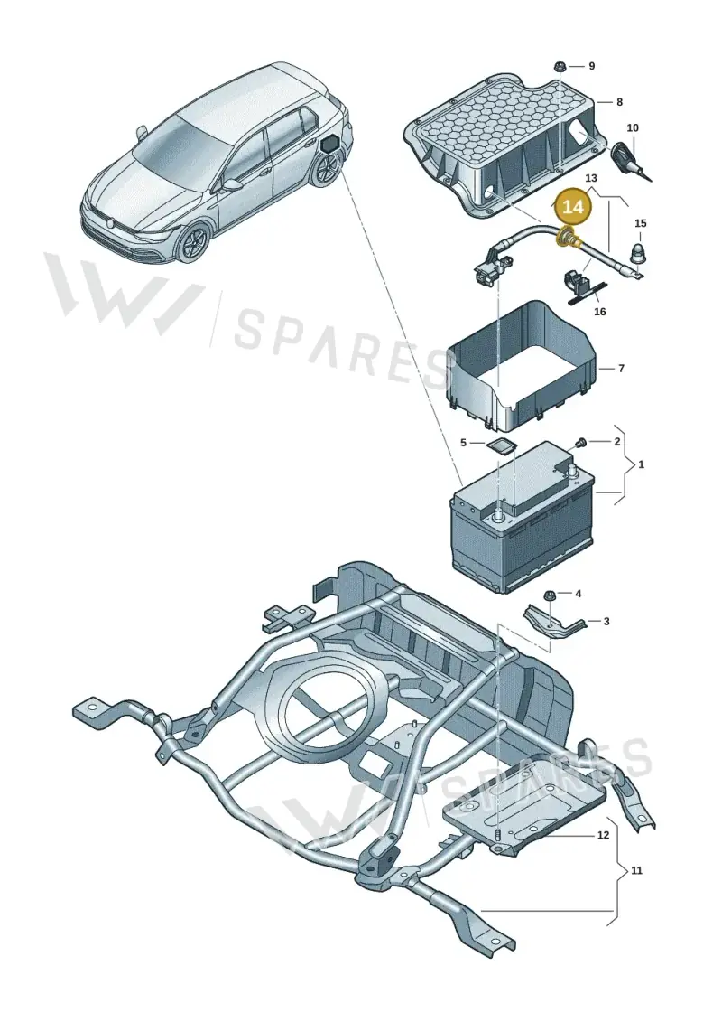7L0941913C — Volkswagen Golf 2.0 BlueMotion (2019-2024) diagram 5h0915030, position 14