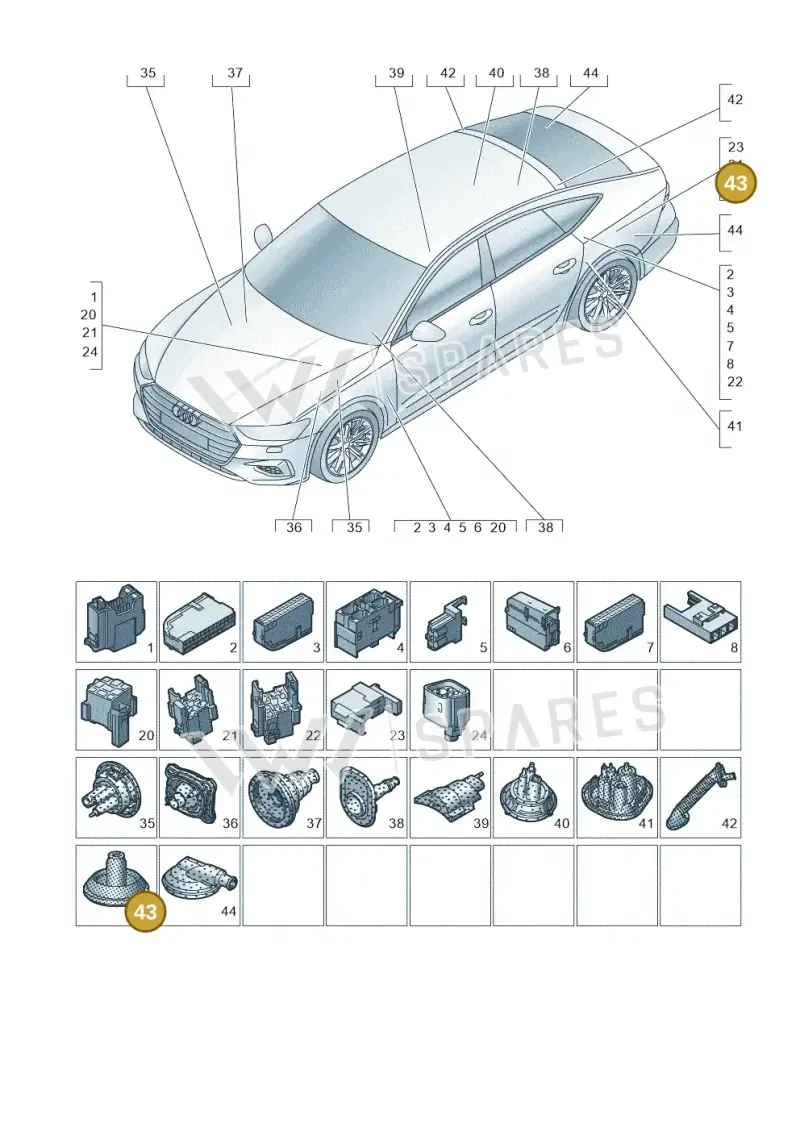 7L0971841D — Audi RS7 Sportback (2019-2025) diagram 435971810, position 43