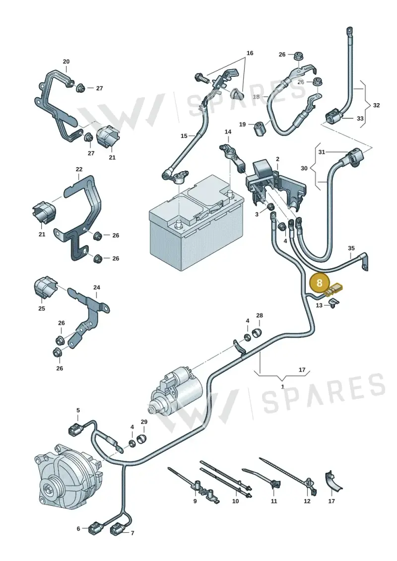 7L0973812 — Volkswagen Golf 2.0 BlueMotion (2019-2024) diagram 5h0971002, position 8