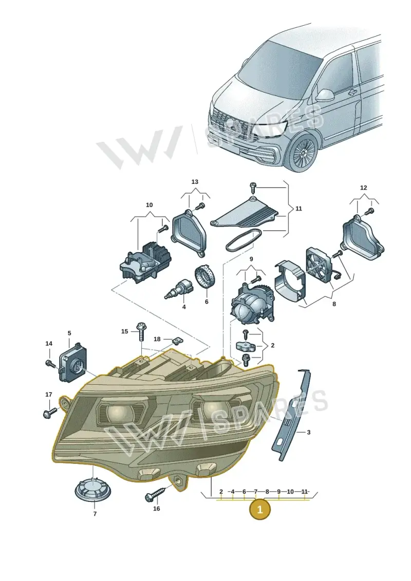 7L1941774 — Volkswagen Transport. multivan (2019-2024) diagram 7em941010, position 1