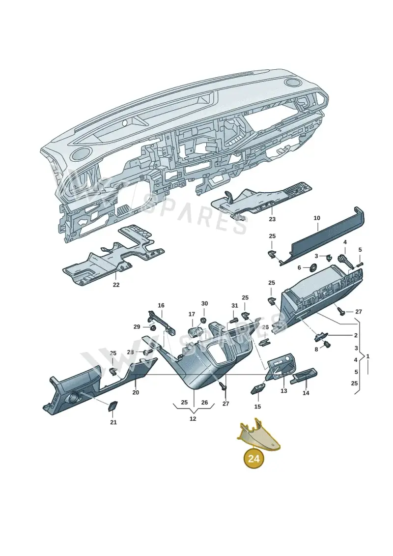 7L2857161A — Volkswagen Transport. multivan (2019-2024) diagram 7em857020, position 24