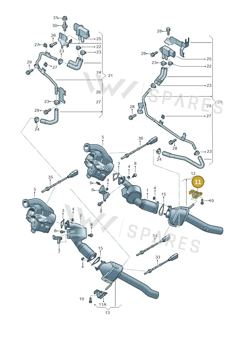7L6253144B — Volkswagen Touareg BlueMotion (2014-2018) diagram 693253650, position 11