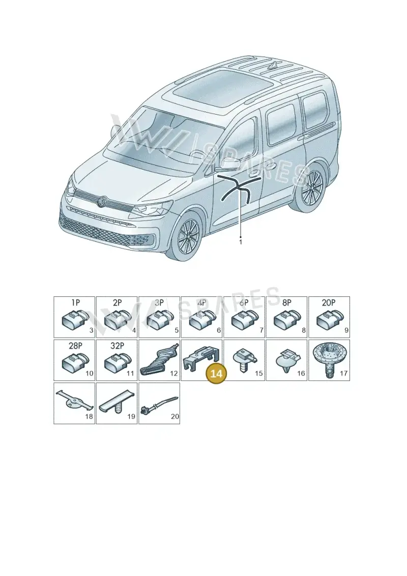 7L6937545 — Volkswagen Caddy Maxi Kombi (2020-2024) diagram 2ka972033, position 14