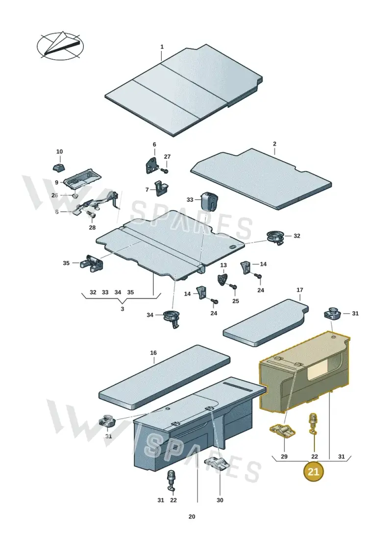 7LA067230J44 — Volkswagen Caravelle (2019-2024) diagram 7ep067040, position 21