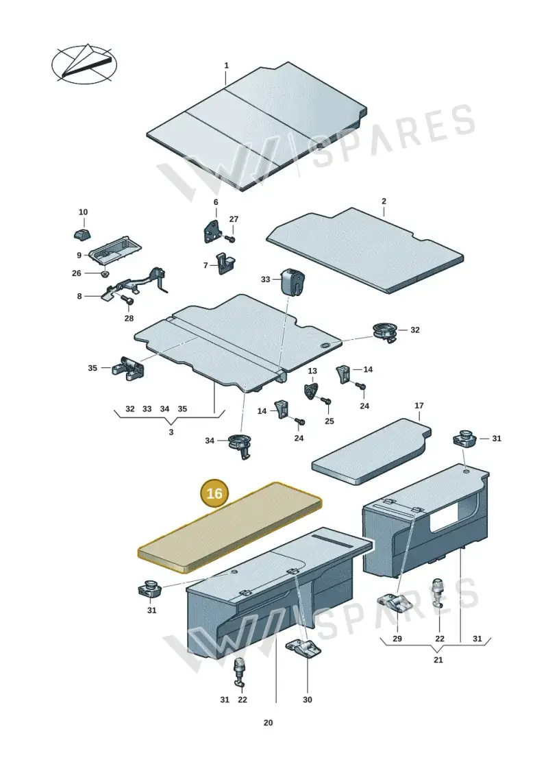 7LA067319ATL6 — Volkswagen Caravelle (2019-2024) diagram 7ep067040, position 16