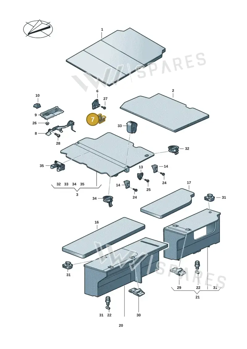 7LA067609ANA2 — Volkswagen Caravelle (2019-2024) diagram 7ep067040, position 7