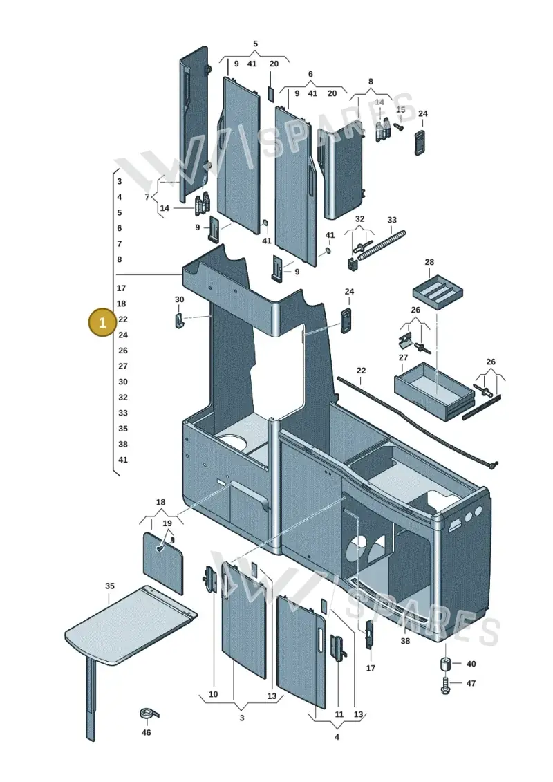 7LA068003AM8BO — Volkswagen Caravelle (2019-2024) diagram 7ep068000, position 1