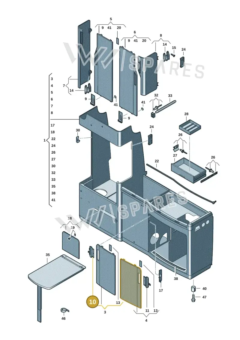 7LA068025B — Volkswagen Caravelle (2019-2024) diagram 7ep068000, position 10