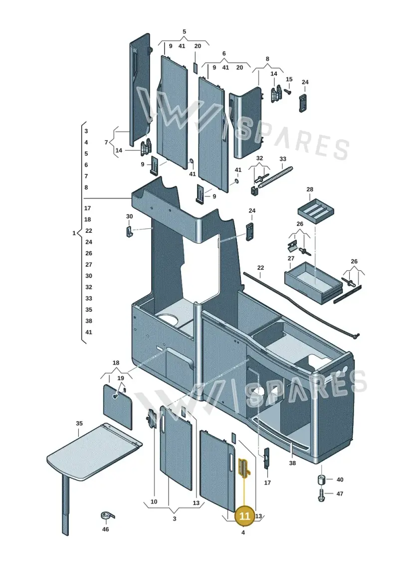 7LA068026B — Volkswagen Caravelle (2019-2024) diagram 7ep068000, position 11