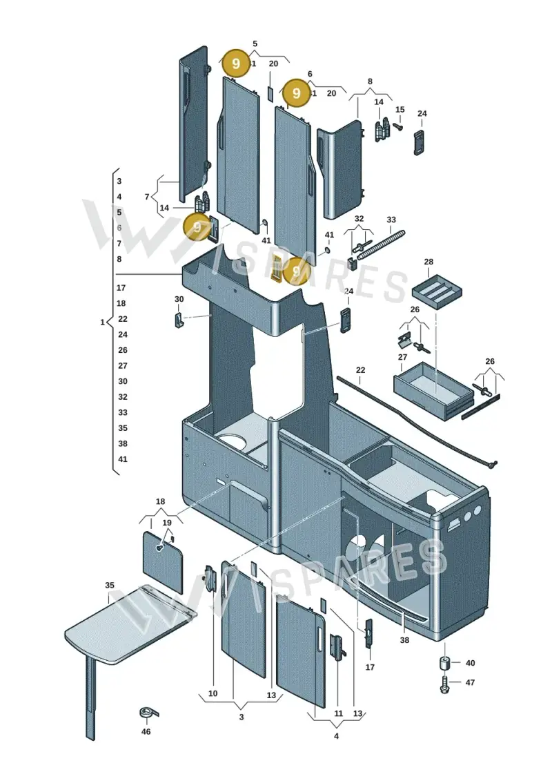 7LA068057A — Volkswagen Caravelle (2019-2024) diagram 7ep068000, position 9
