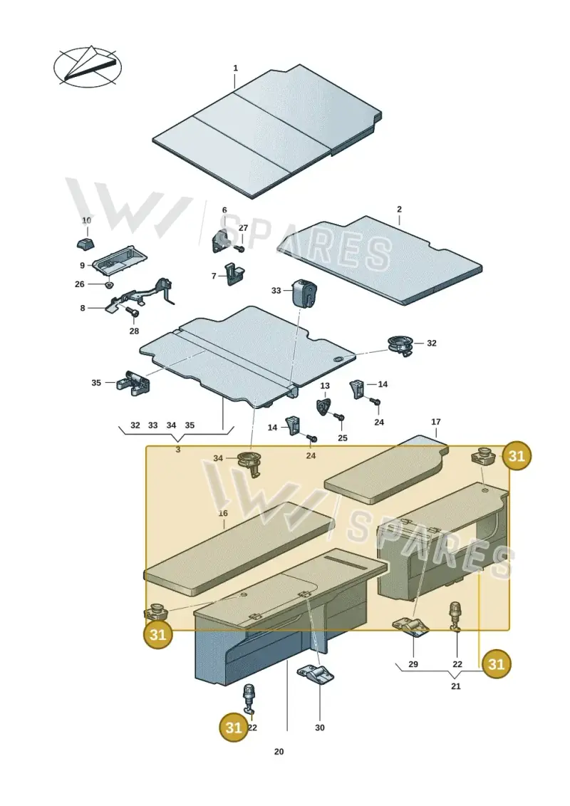 7LA068411 — Volkswagen Caravelle (2019-2024) diagram 7ep067040, position 31