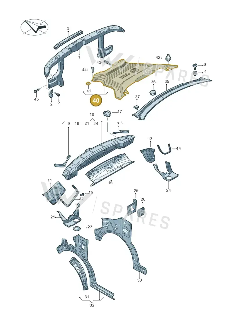 7LA801575NNE — Volkswagen Transport. multivan (2019-2024) diagram 861805000, position 40