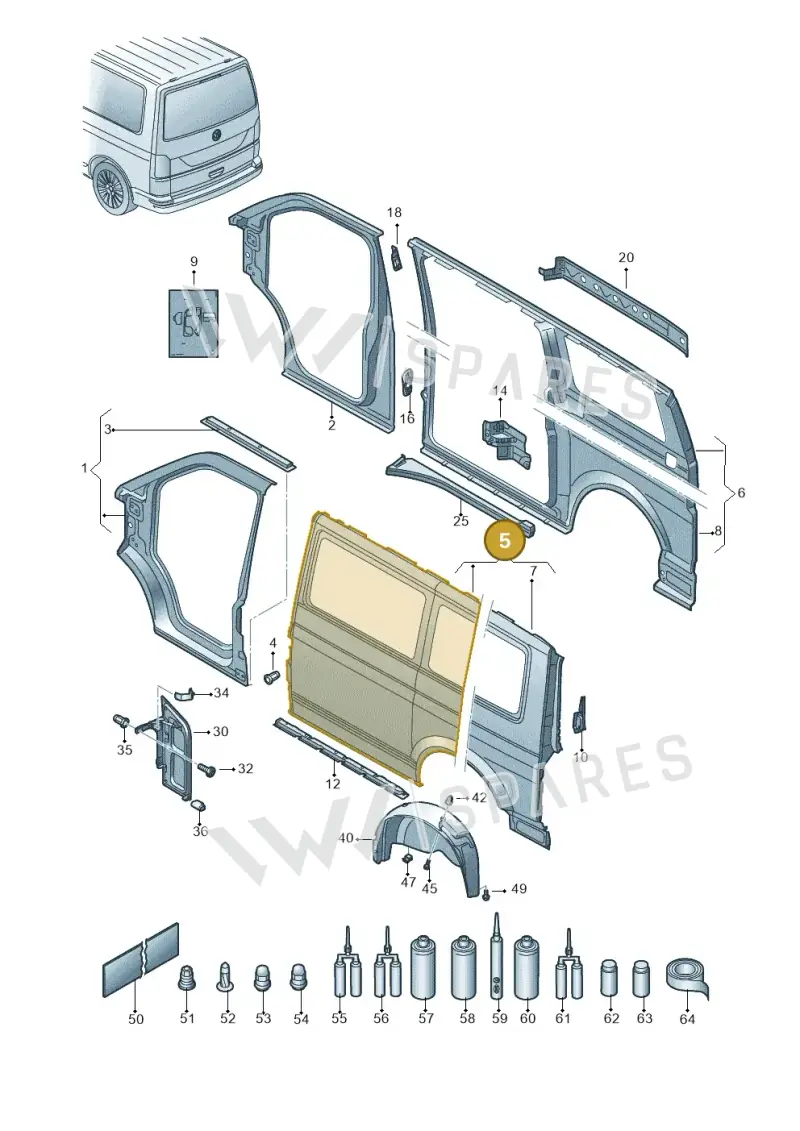 7LA809159 — Volkswagen Caravelle (2019-2024) diagram 861809200, position 5