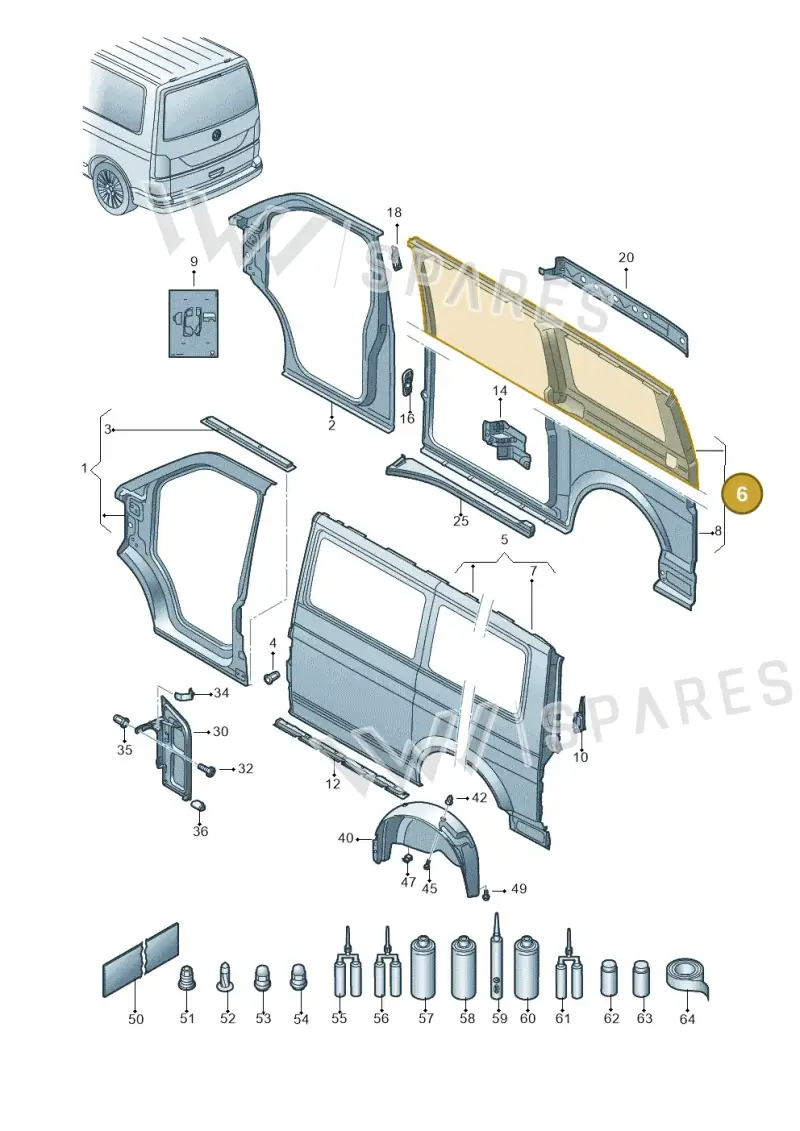 7LA809160 — Volkswagen Transporter Multivan (2019-2024) diagram 861809200, position 6