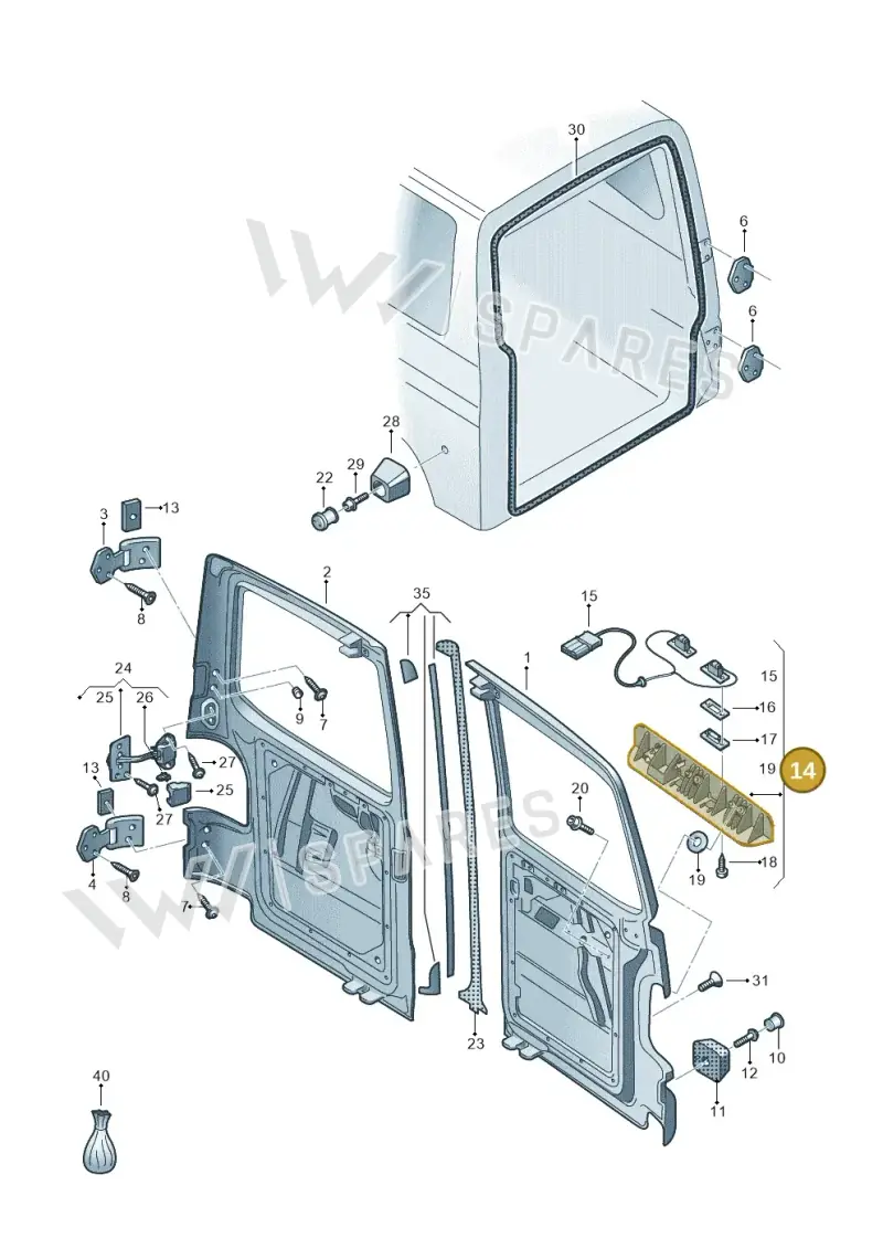 7LA827574D9B9 — Volkswagen Caravelle (2019-2024) diagram 410827500, position 14