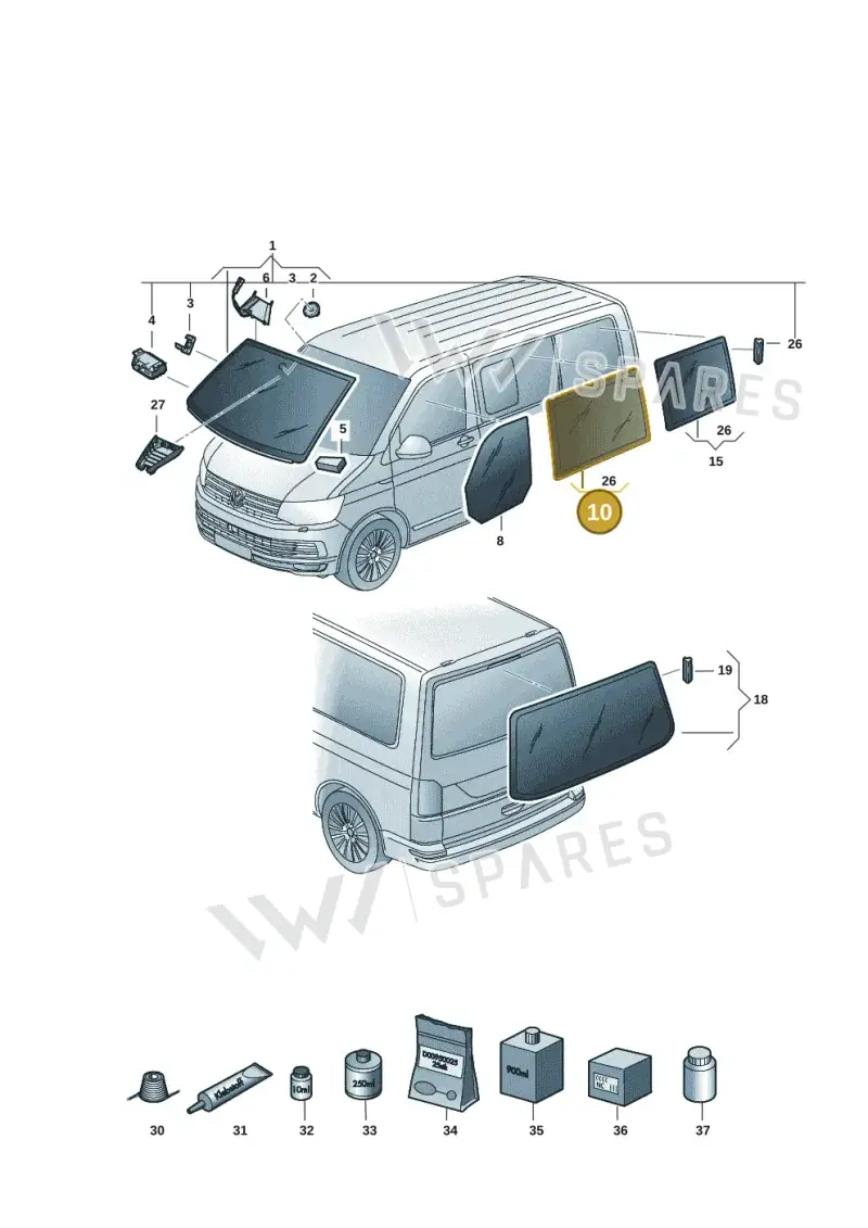 7LA845306NVB — Volkswagen Transporter Multivan (2019-2024) diagram 7em845000, position 10