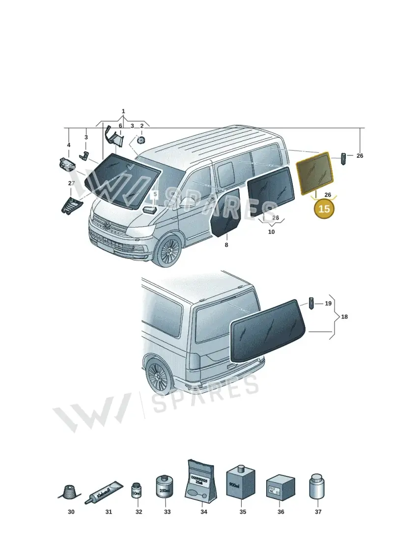 7LA845332NVB — Volkswagen Transporter Multivan (2019-2024) diagram 7em845000, position 15