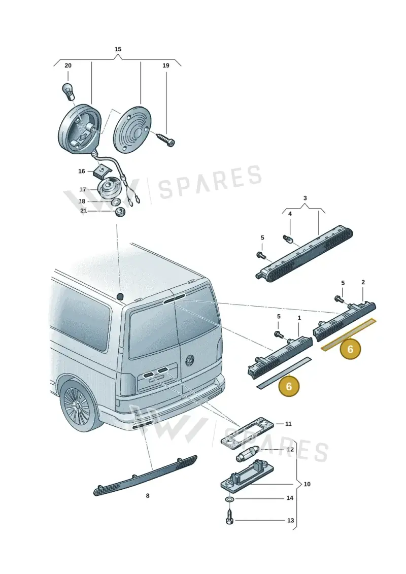 7LA853225 — Volkswagen Caravelle (2019-2024) diagram 7ep945020, position 6