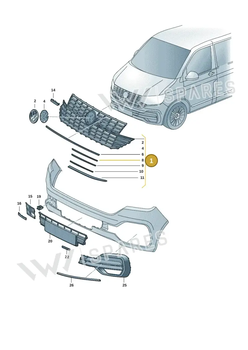 7LA853651BLDB — Volkswagen Transport. multivan (2019-2024) diagram 7e0853000, position 1