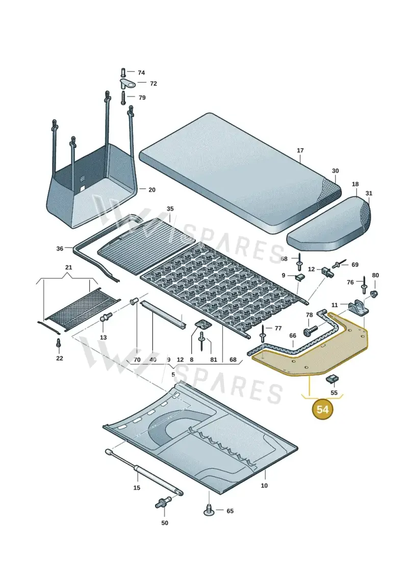 7LA861045A — Volkswagen Caravelle (2019-2024) diagram 7ep067000, position 54