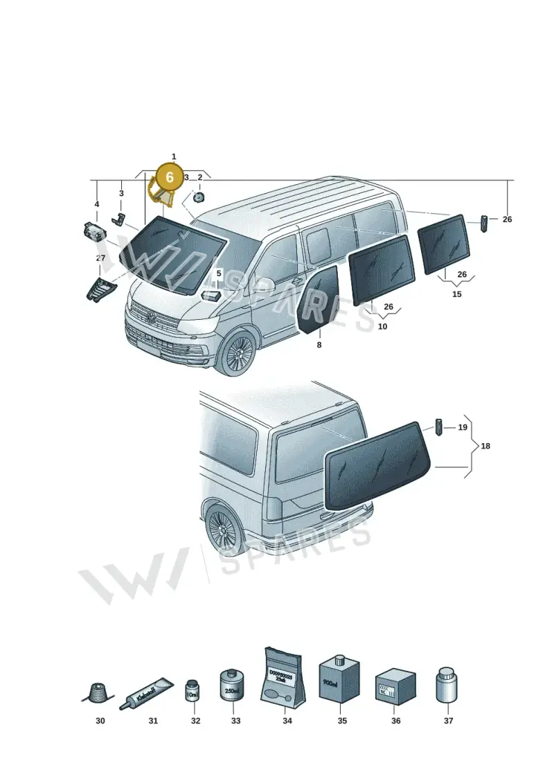 7LA862505 — Volkswagen Transporter Multivan (2019-2024) diagram 7em845000, position 6