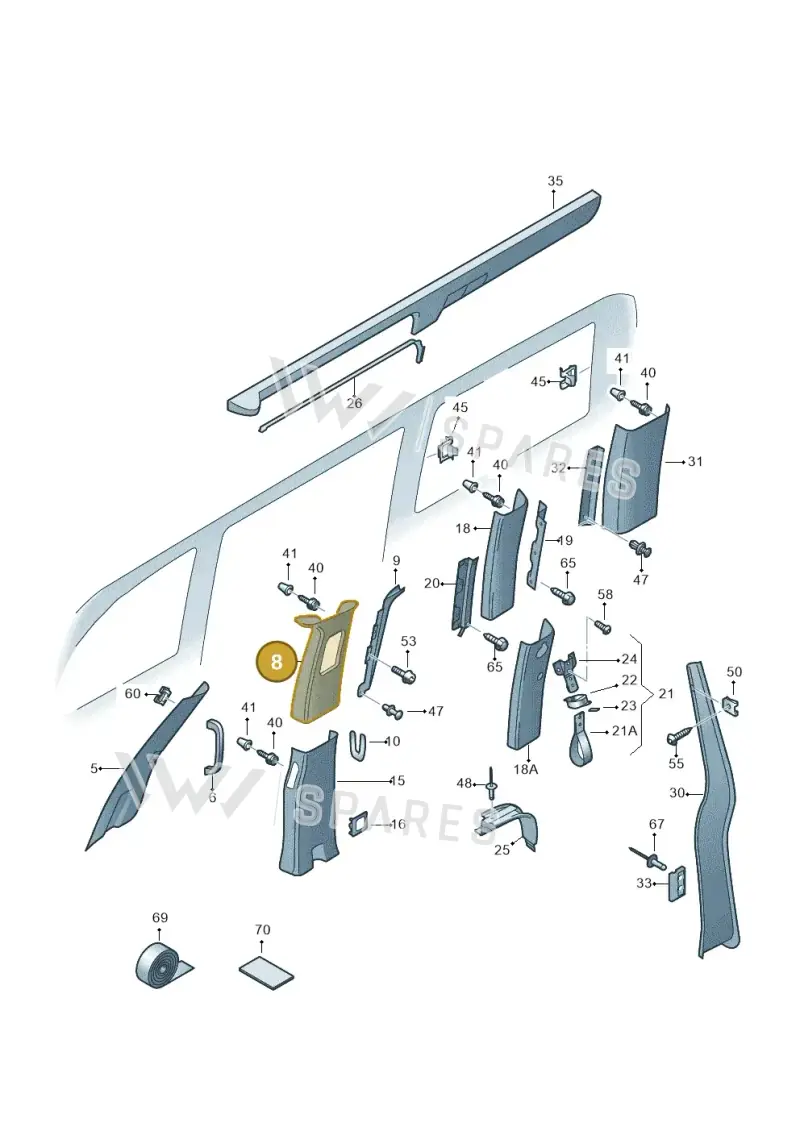 7LA867281EX30 — Volkswagen Caravelle (2019-2024) diagram 871867700, position 8