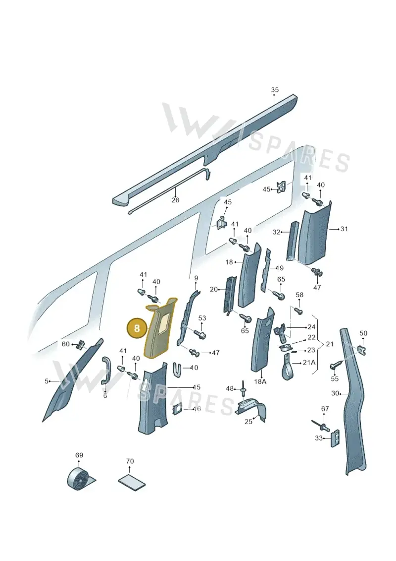 7LA867281GX30 — Volkswagen Caravelle (2019-2024) diagram 871867700, position 8